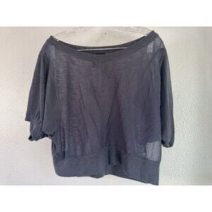 Weavers Gray Flowy Y2K Blouse Wide Neck Off the Shoulder XL